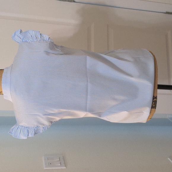 NWOT Women's Striped Ruffle Cap Sleeve Notched V Neck Blouse - Picture 7 of 8